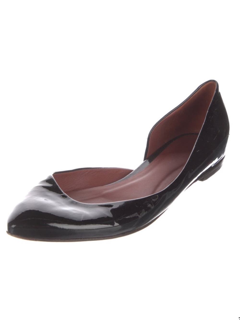 Bottega Veneta Black Patent Leather D'Orsay Pointed Flats